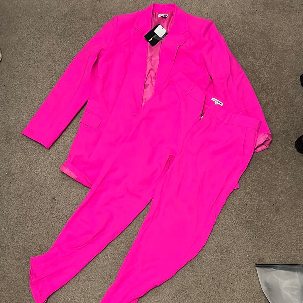 Hot pink blazer and pants set